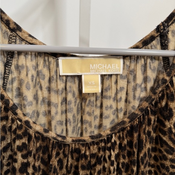 Michael Kors Leopard Print Tunic Top Dress | Long Sleeve Animal Print Blouse - Picture 2 of 4
